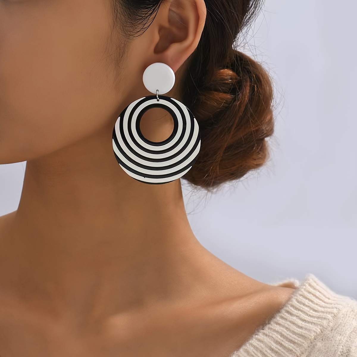 TEMU Hip Hop Style Dangle Earrings Hollow Circle Design Match Daily Outfits Party Accessories Chic And Cheap Thing Perfect Decor For Cool