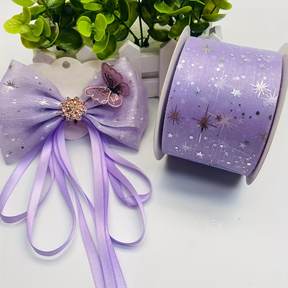 Width Handmade Rainbow Ribbons Star Print Tulle Flower Gift - Temu