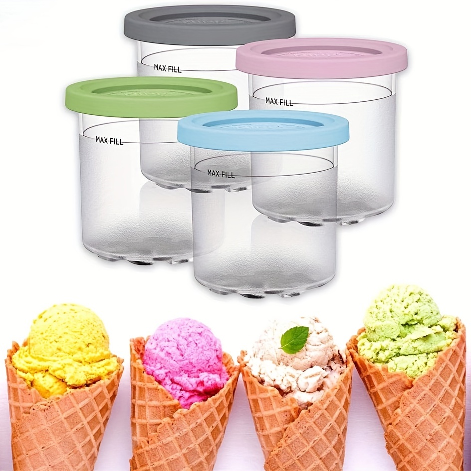 4pcs Ice Cream Storage Tub Reusable Homemade Ice Cream Box
