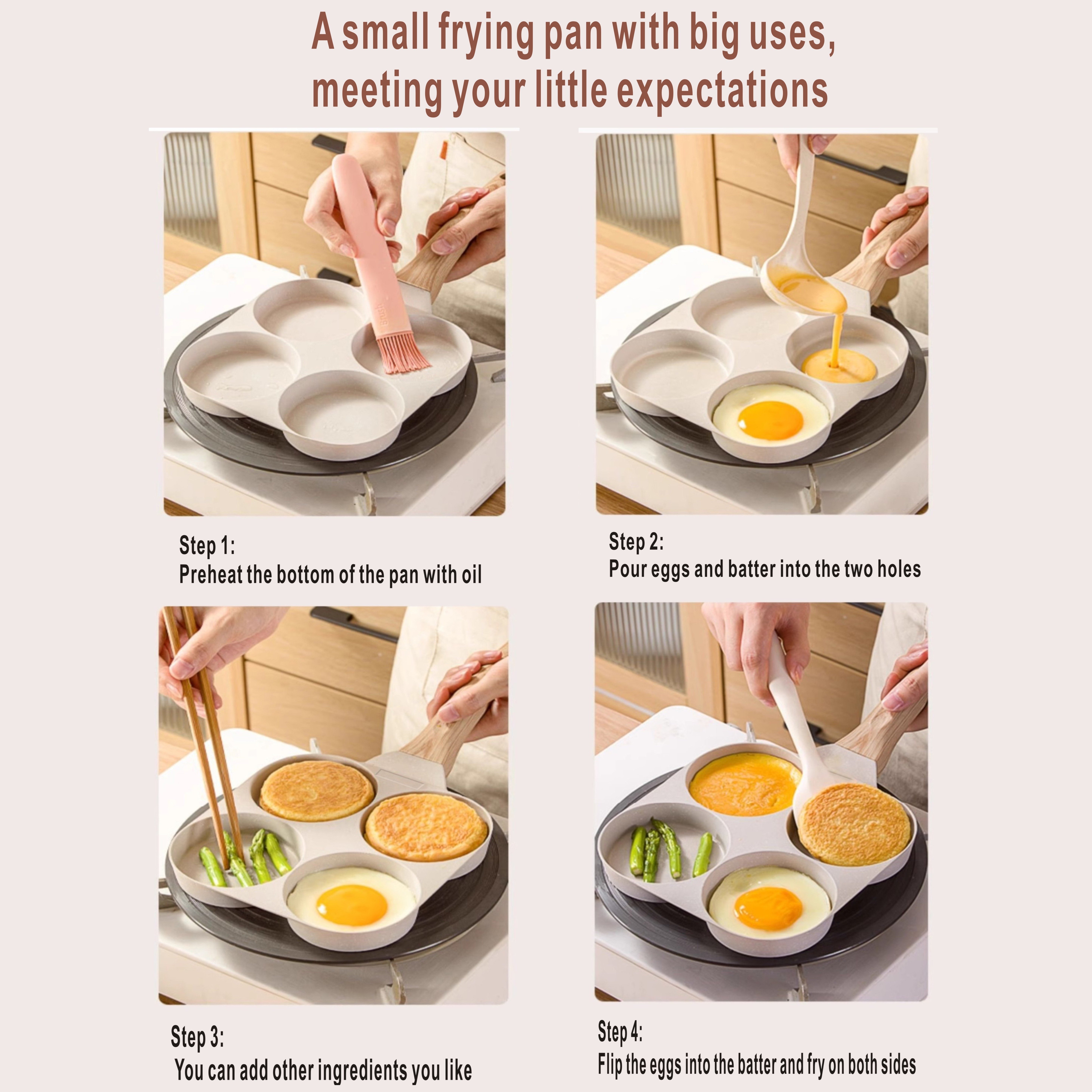 3/4 Holes Frying Pan Nonstick Egg Frying Pan Egg Burger - Temu