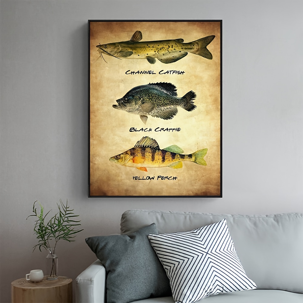 Freshwater Game Fish Tin Sign Vintage Fishing Wall Decor - Temu Canada