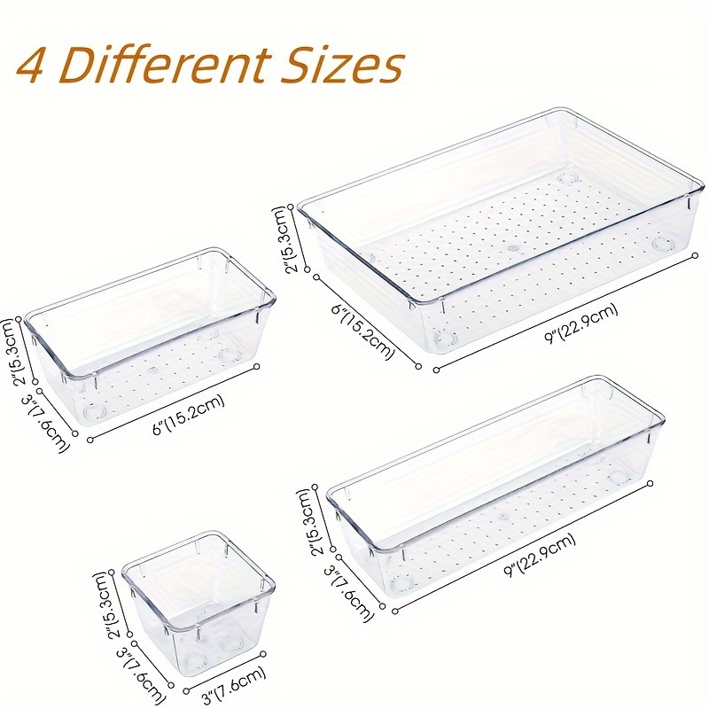 Clear Plastic Drawer Organizers Set Organizer Trays Storage Bins