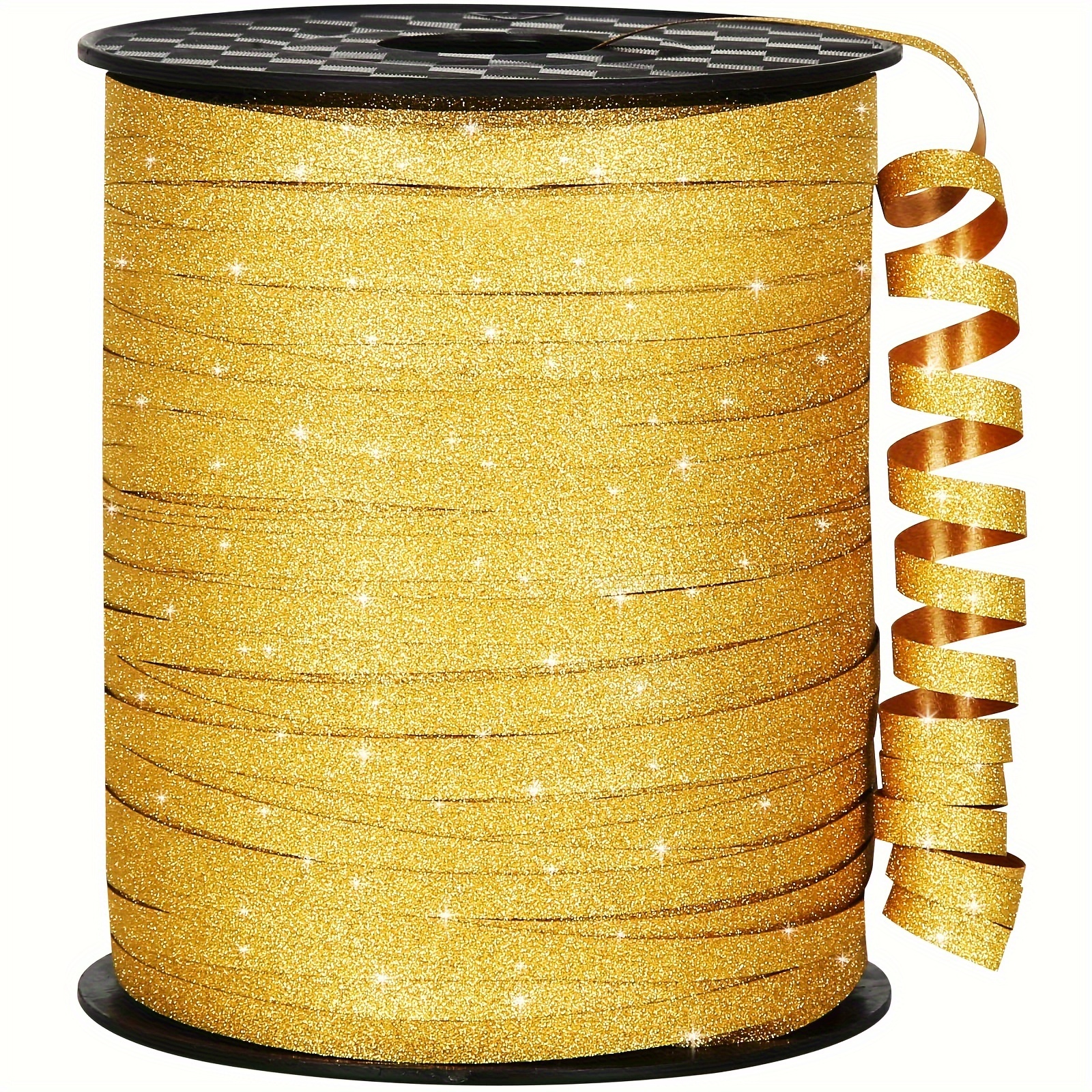 Golden Curling Ribbon 500 Yard Glitter Golden Ribbon Shiny - Temu