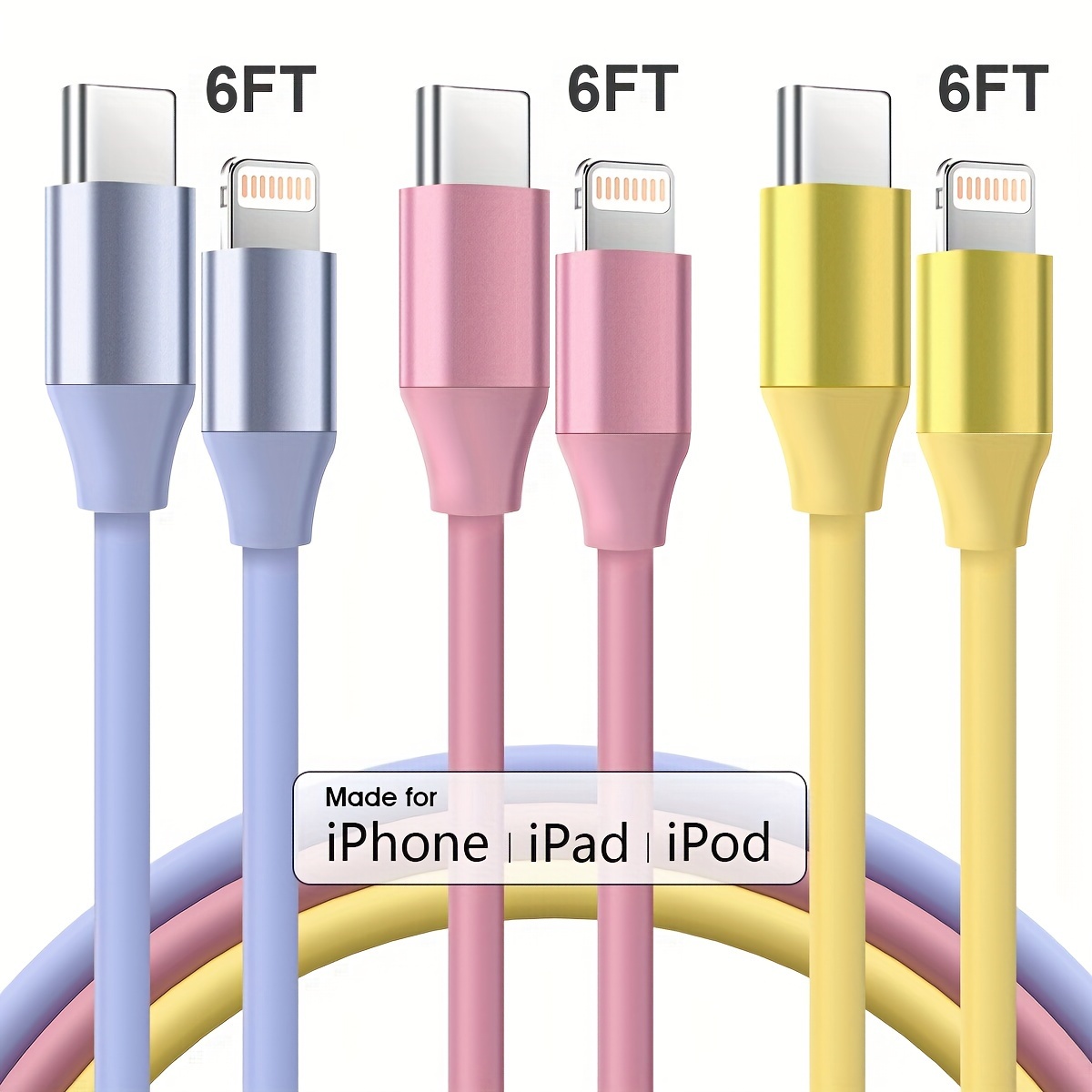Cargador de iPhone de 6 pies [certificado Apple MFI] Cable largo USB a  Lightning de carga rápida de 2.4 A para iPhone 13, 12, 11, Pro, X, XR, Xs,  8