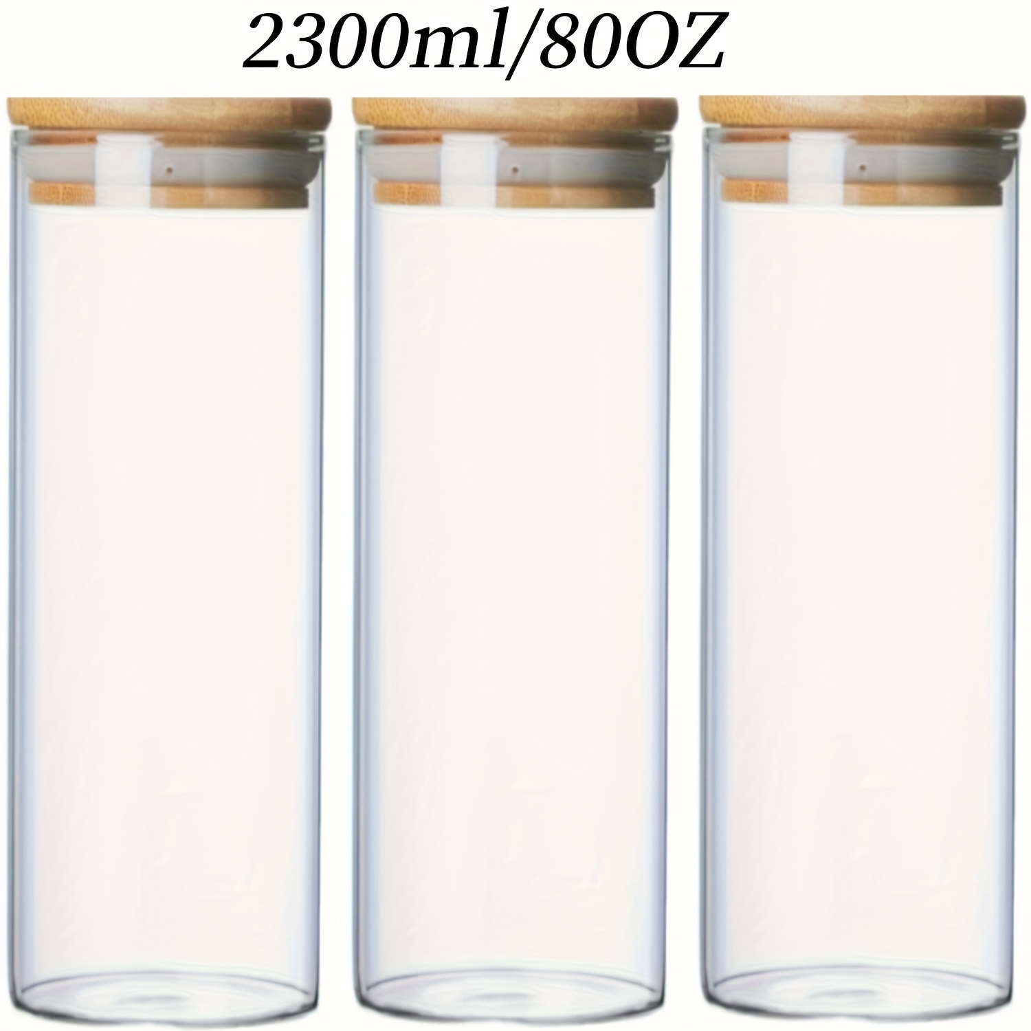 

1/2/3pcs 2300ml Glass Storage Jar Transparent Glass Bottles For Various Liquids Powder Candies Empty Refillable Container Home Supplies