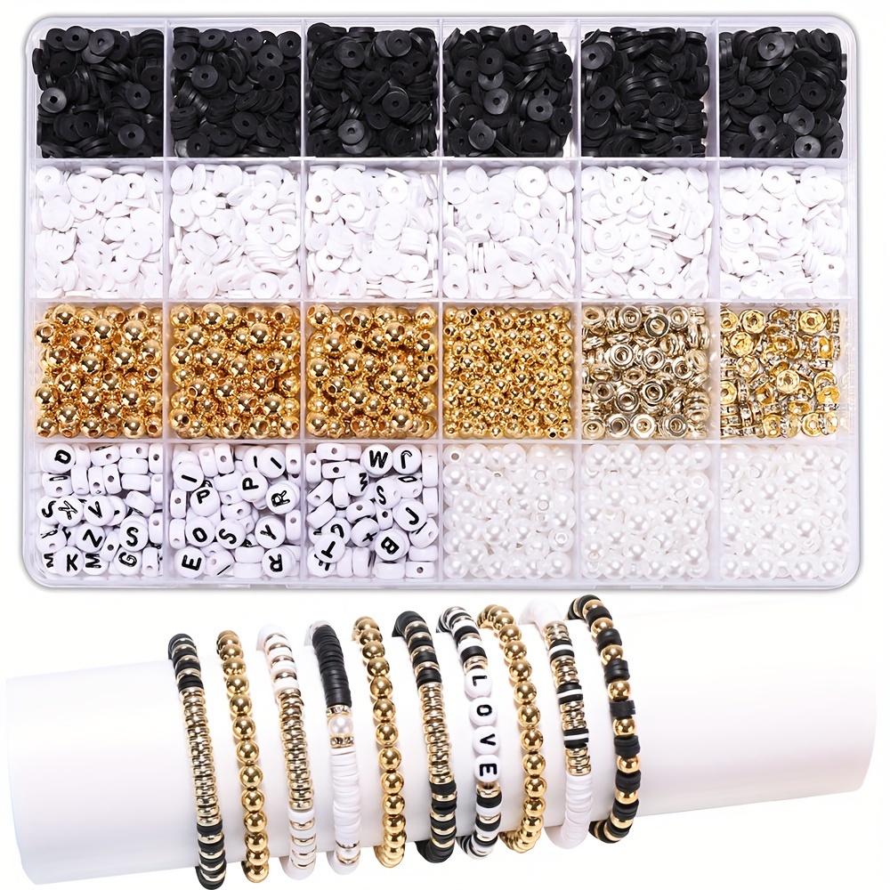 2530 PCS White Black Clay Bead Bracelet Kit Gold Clay Beads Bracelet Making  Kit Necklace – the best products in the Joom Geek online store