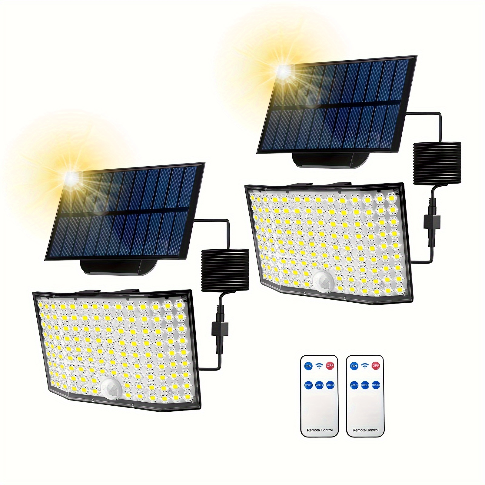 1/2 Paket 122LED Açık Hava Bölünmüş Güneş Işıkları, 16.4FT (5M) Kablo, Hareket Sensörlü Güneş Sel Lambası Uzaktan Kumandalı Su Geçirmez Güvenlik Işığı Süper Alacakaranlık Güneş Aydınlatması Açık Hava Veranda Garaj için