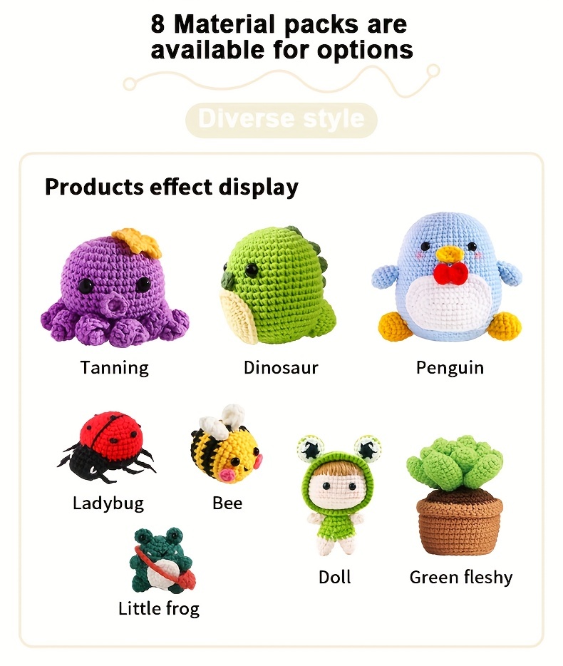 Woobles Crochet Kit For Beginners Succulents And Ladybug DIY Woobles  Crochet Kit Beginner Crochet Kit With