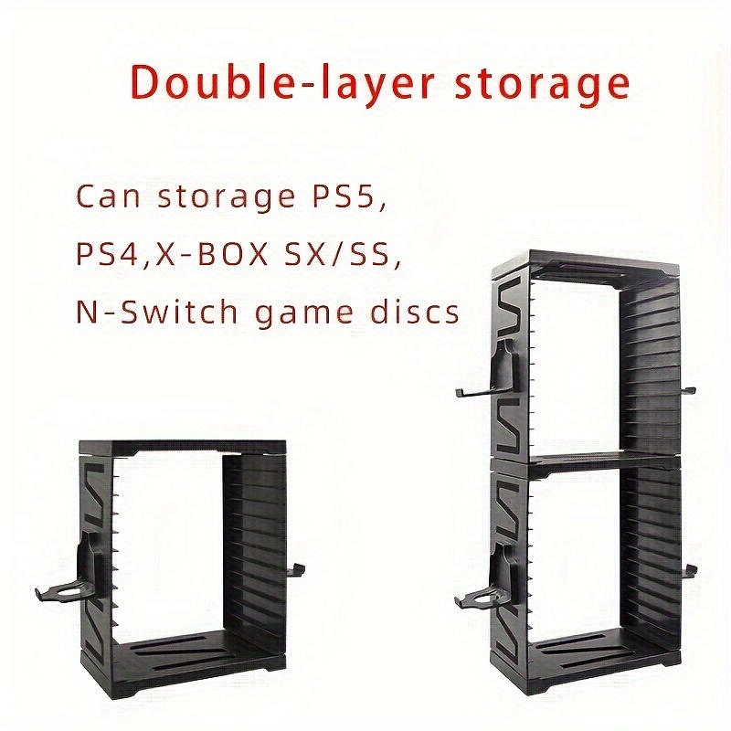 multifunctional game disc rack for ps5 ps4 switch xbox controller storage tower can store 24pcs games discs 4 controllers holder details 6