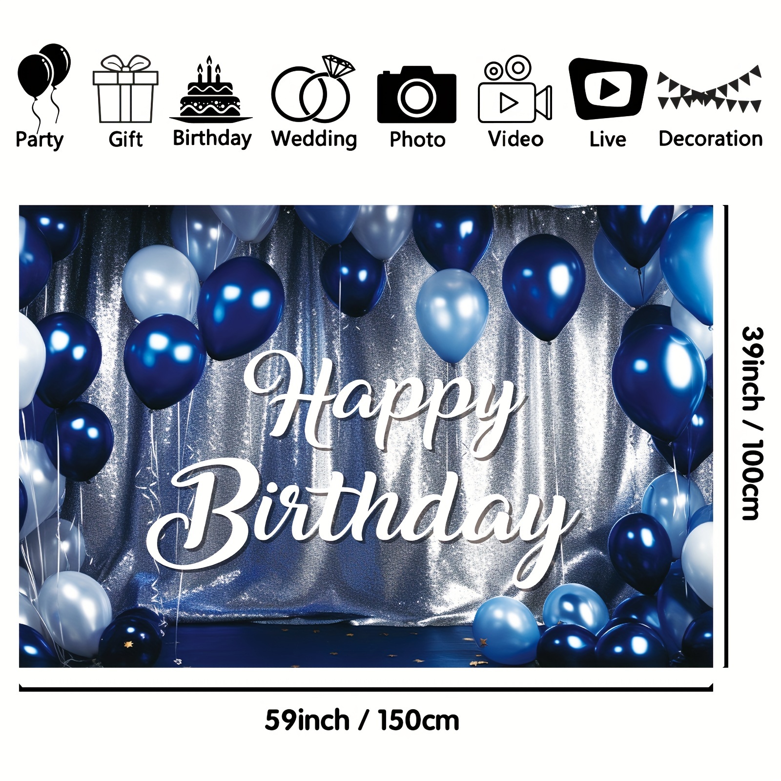 1pc Happy Birthday Backdrop Banner, Large Happy Birthday Sign Birthday  Photography Supplies, Indoor Outdoor Birthday Party Decorations For Men  Women C