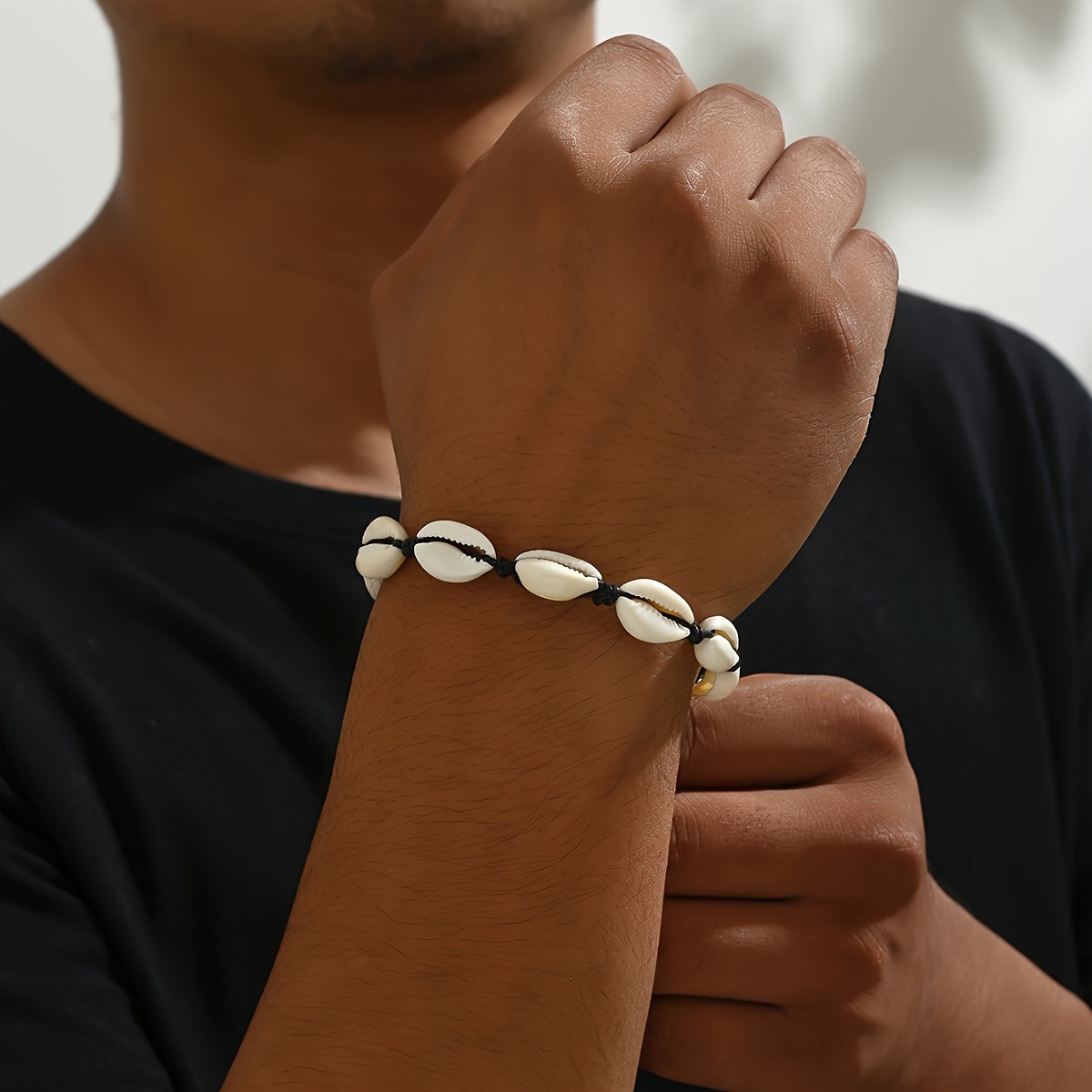 Men's Bohemian Imitation Shell Woven Bracelet, Unique Design