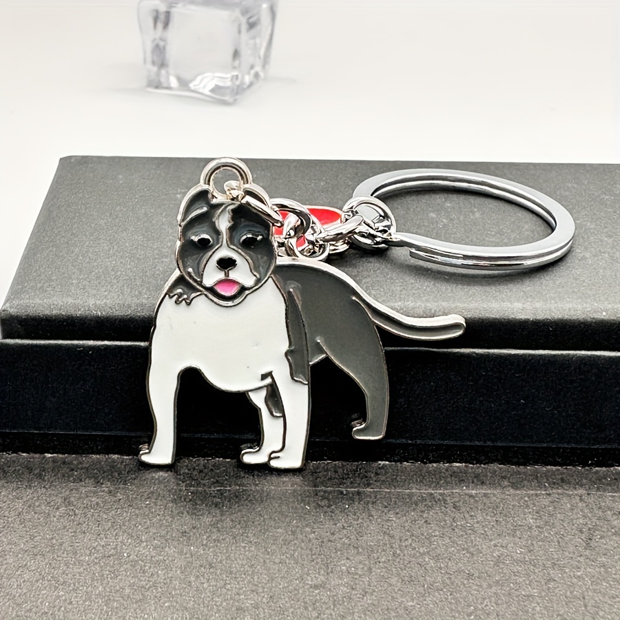 New Tag Cartoon Bulldog Keychain Dog Leather Hand Strap Pendant