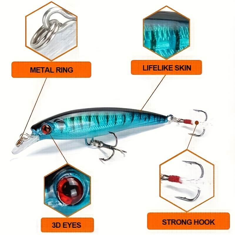 Mixed Colors 3d Artificial Minnow Lures Plastic Fishing - Temu