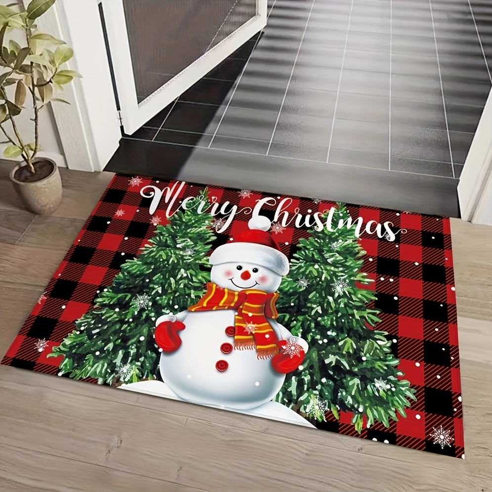 Indoor Doormat Front Door Mat Merry Christmas Snowman Snowflake