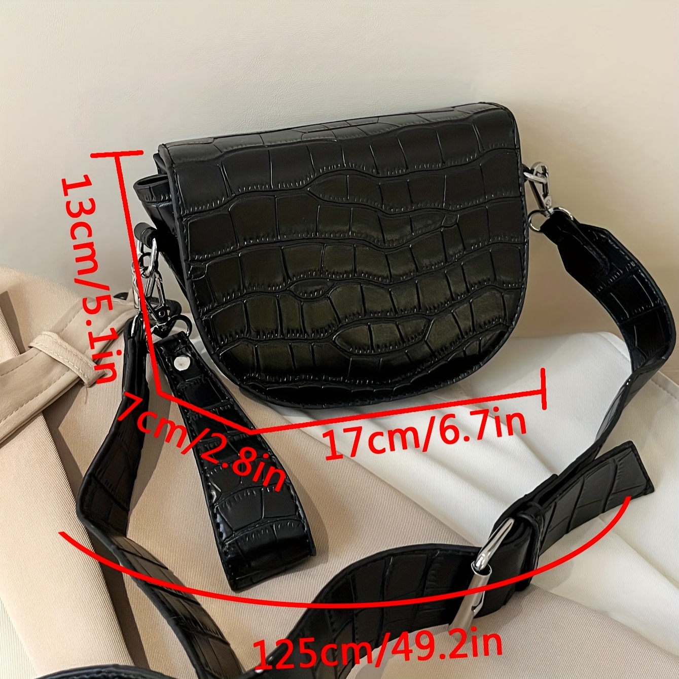 All-match Women's Bag, Crocodile Pattern Flap Crossbody Bag, Minimalist Pu  Purse - Temu