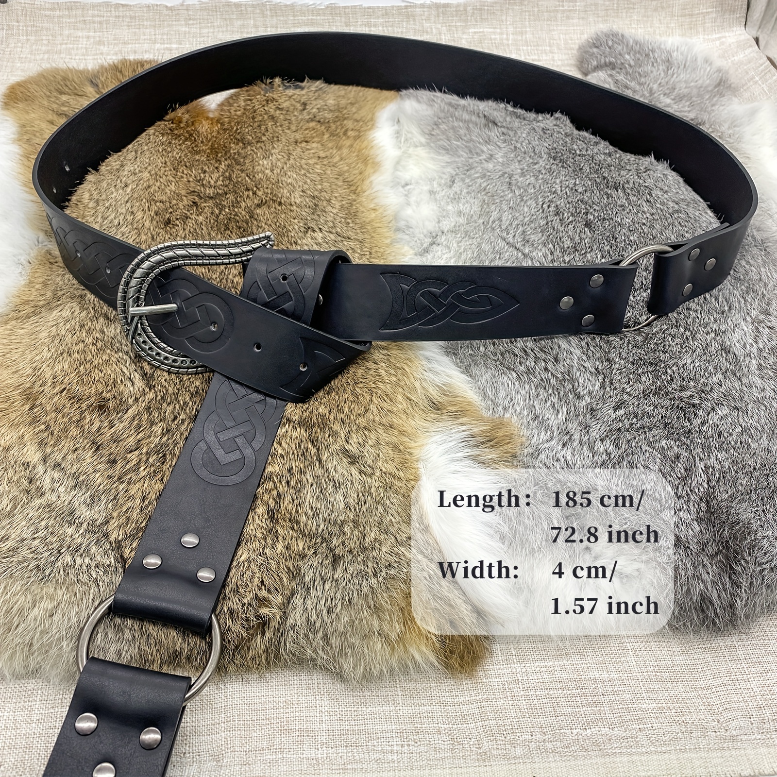 3pcs Set Mens Viking Wide Belt Vintage Faux Leather Bracers Retro