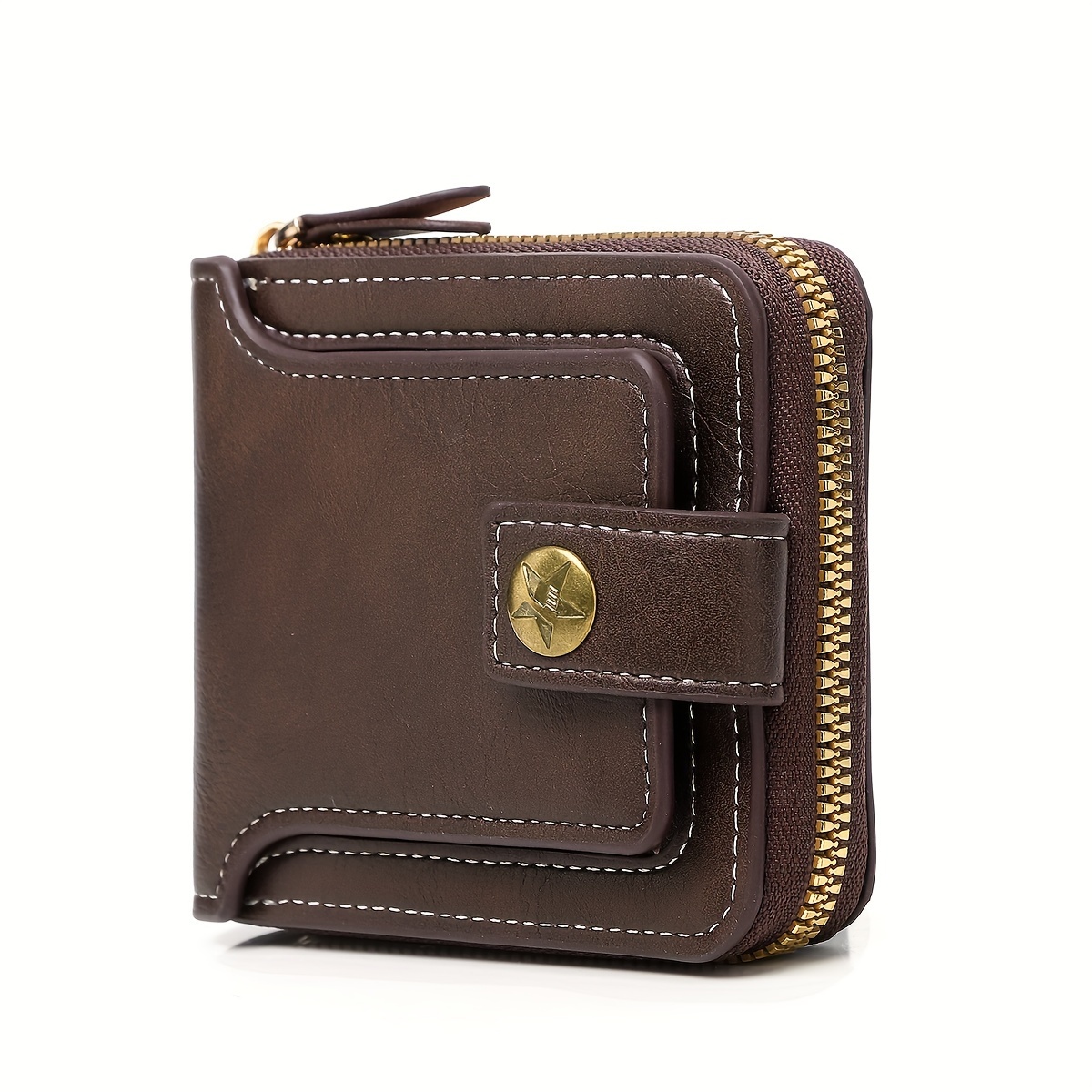 1pc Men's Fashionable Tree Pattern Zipper Buckle, PU Credit Card Card Holder, Small Zipper Coin Storage Zipper Button Closure Business Wallet, Ideal Gift For Men