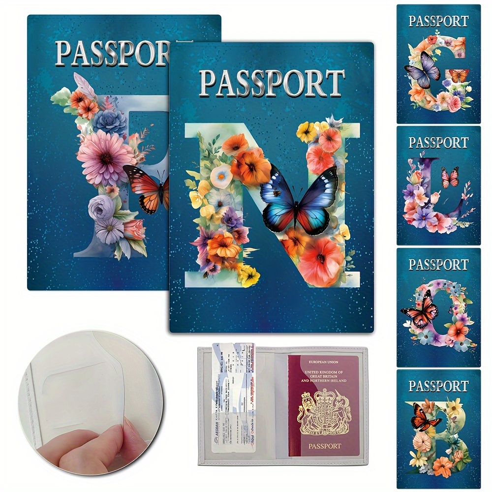 

Travel Passport Bifold Wallet, With Butterfly & Letter Pattern Passport Case For Women
