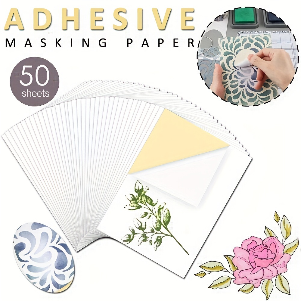 

50pcs 5.83x8.27inch Repositionable Low-tack Adhesive Sheets Masking Paper To Create Unique Border Design Craft Element