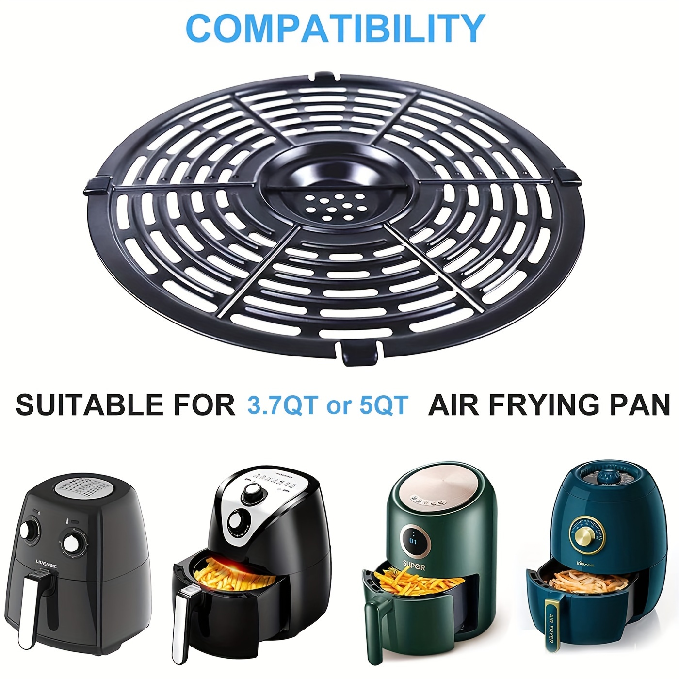 Air Fryer Silicone Grill Pan（2023 Latest Model）, Collapsible Silicone Grill  Pan, Silicone Air Fryer Liner 7.9 inch Reusable, 3D Oil Draining Design