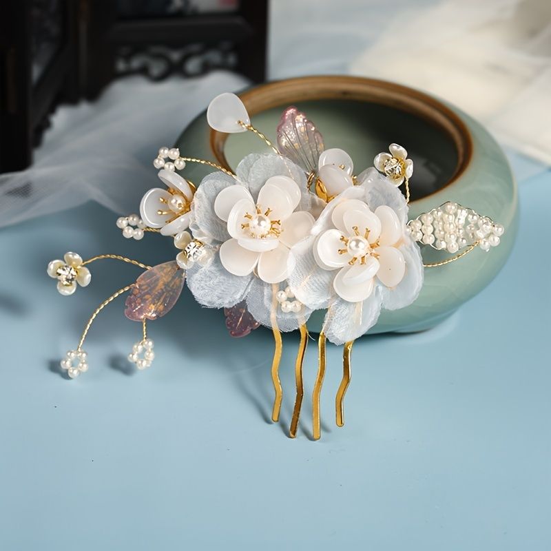 Original Handmade Hanfu Hair Comb Hairpin Faux Pearl Flower Leaves Vintage Hair  Comb Chinese Style Cheongsam Hair Accessories | Check Out Today's Deals Now  | Temu