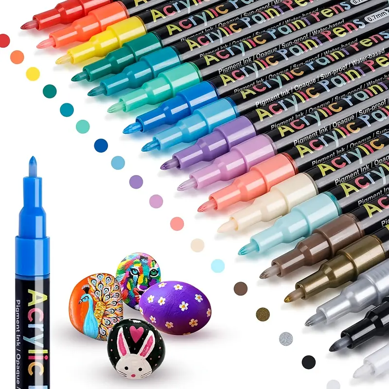 18 Colors Acrylic Pen For Handcraft DIY Painting,Perfect For Easter  Decoration
