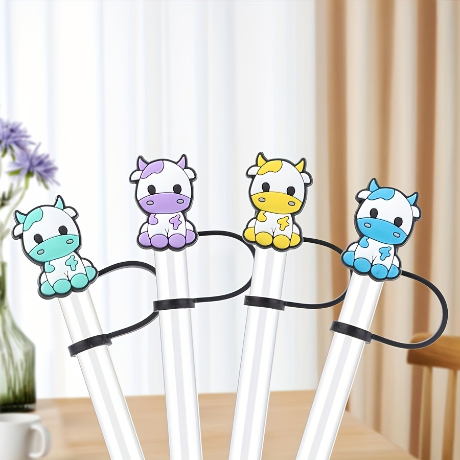 7 PCS Cow Straw Cover Silicone Straw Covers Cap for Tumblers Reusable  Straws Cute Straw Tips Cover