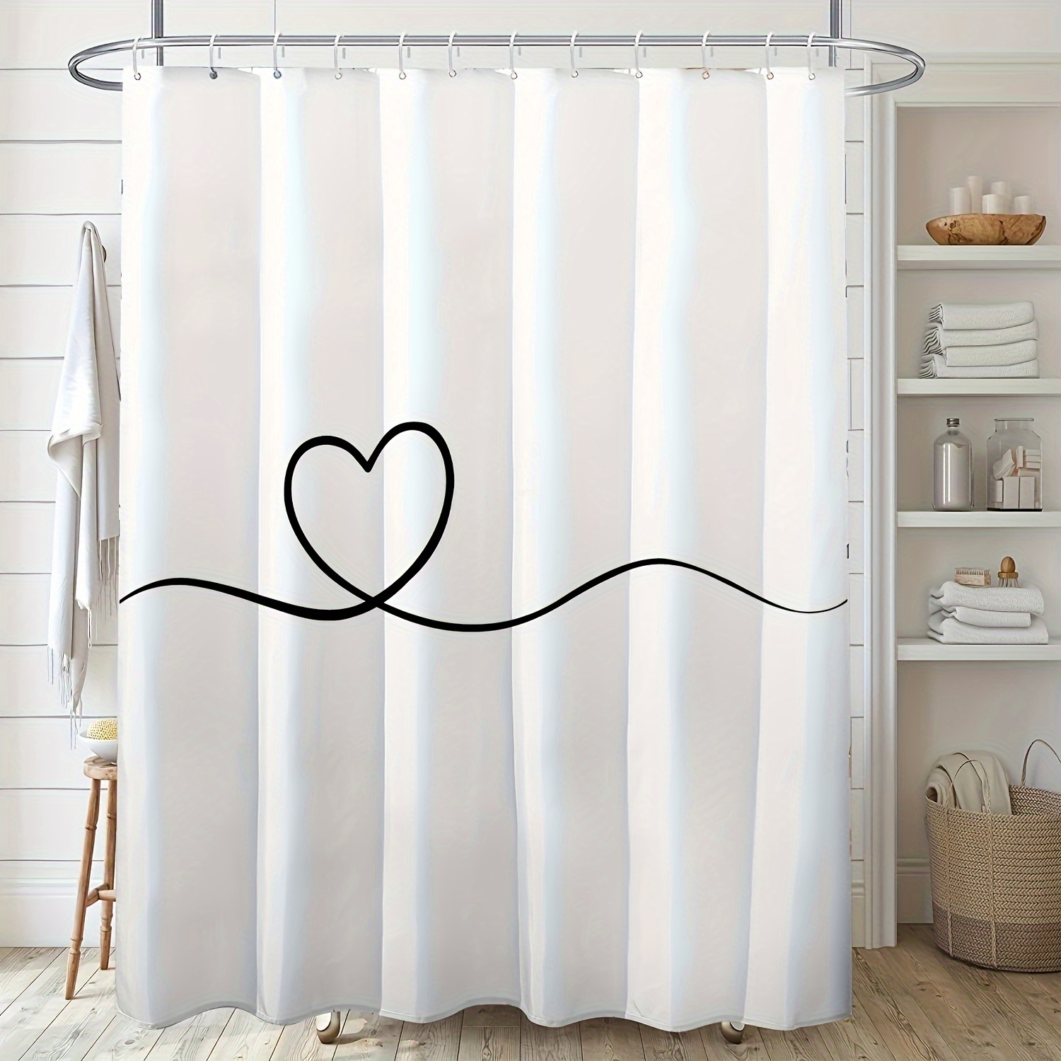 1pc Pink Heart-shaped Valentine's Day Shower Curtain/christmas