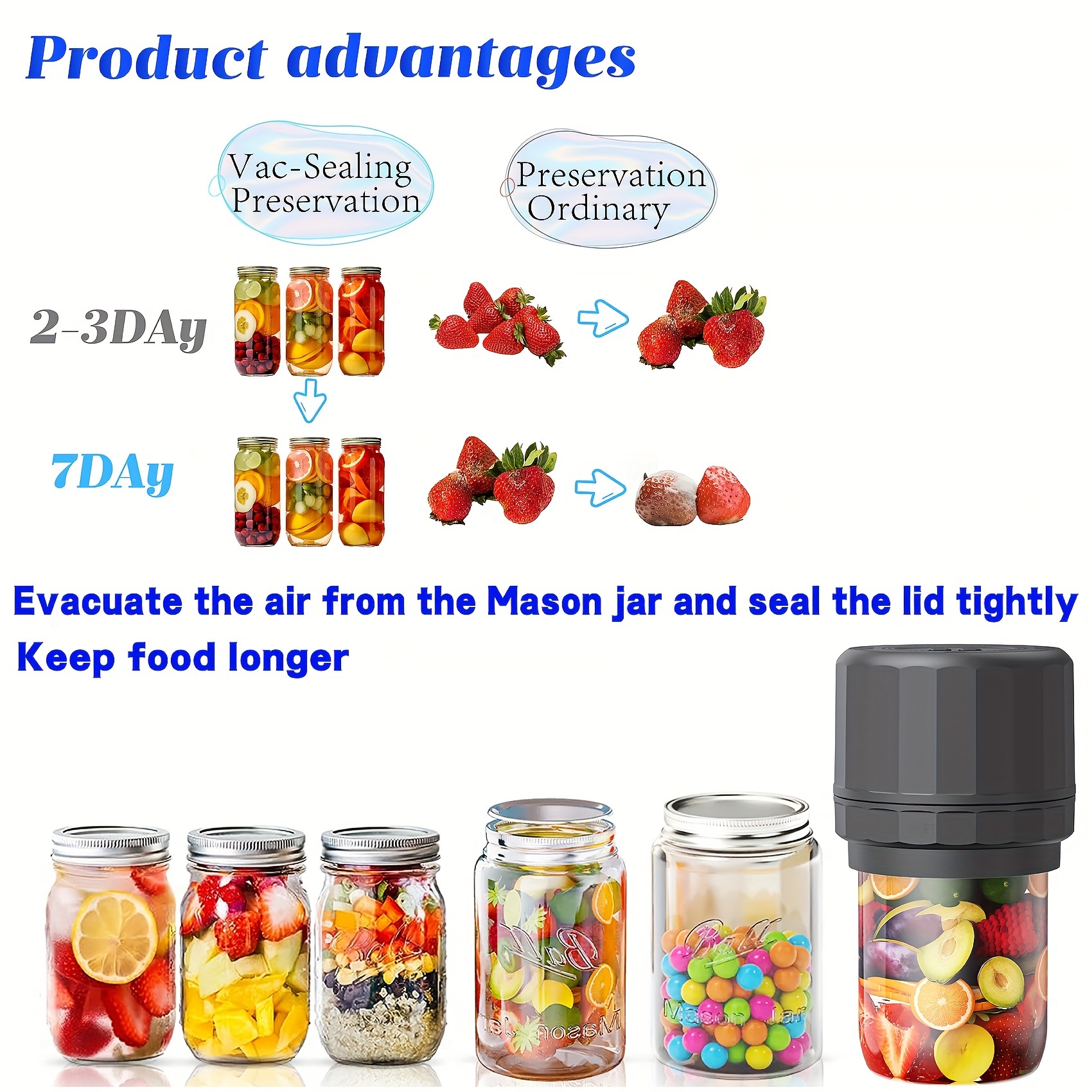 Mason Jars Electric Vacuum Sealer Kit for Food Vacuum Saver