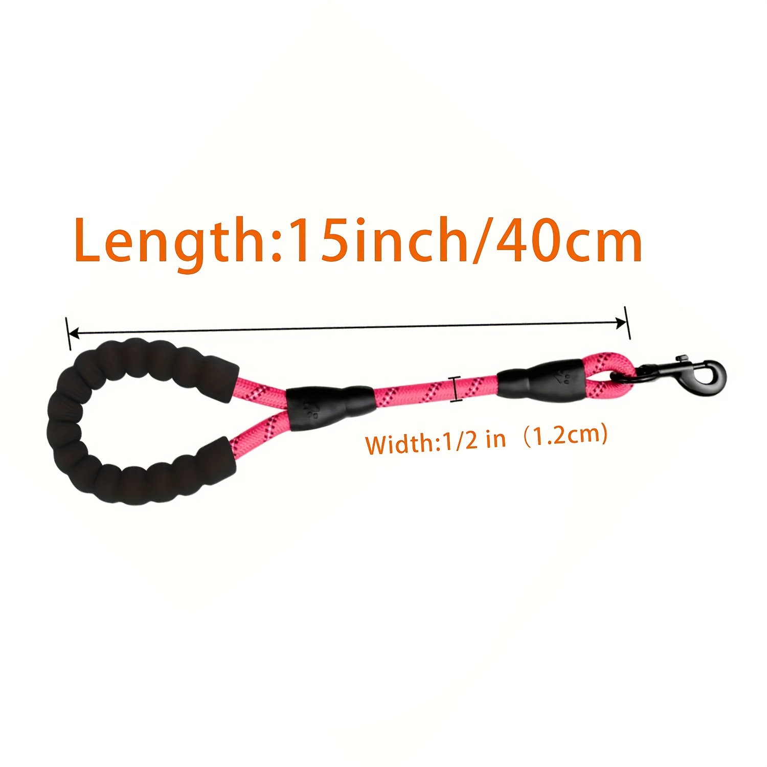 Short Nylon Dog Lead For Training Reflective Threads
