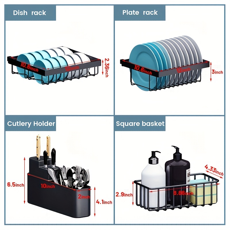Over Sink Dish Drying Rack, Expandable Snap-on Design 2 Tier Large