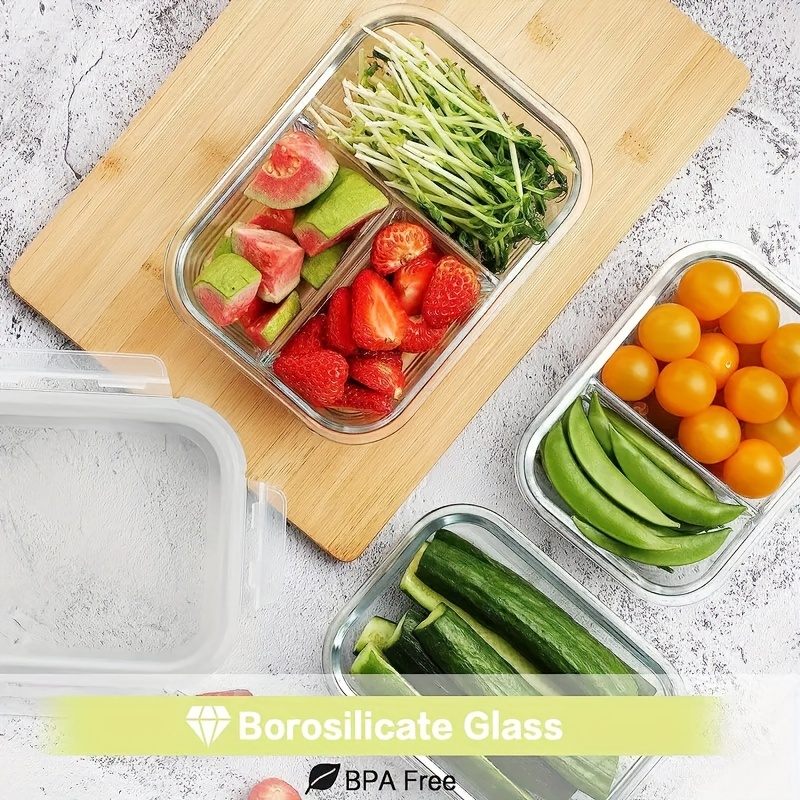 High borosilicate glass bento lunch box with silicone sleeve