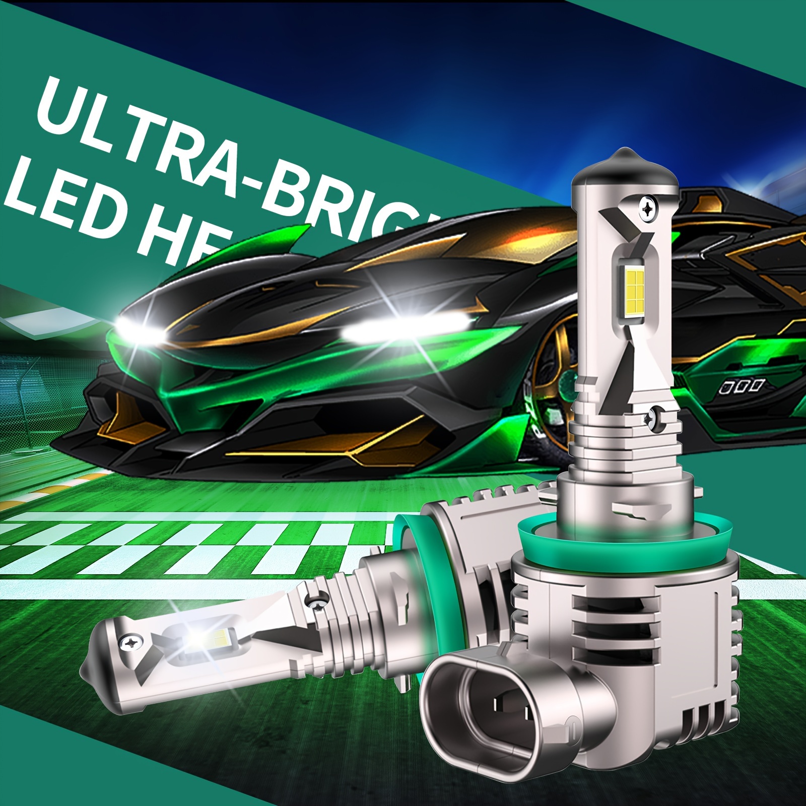 H7 LED Bulb, 60W 6500K 15000 Lumens Extremely Bright Mini Size Wireless  Headlight — AUXITO