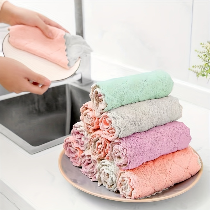 Housework Home Coral Velvet Clean Towel Dish Cloth Cleaning Tools Kitchen  Rags#