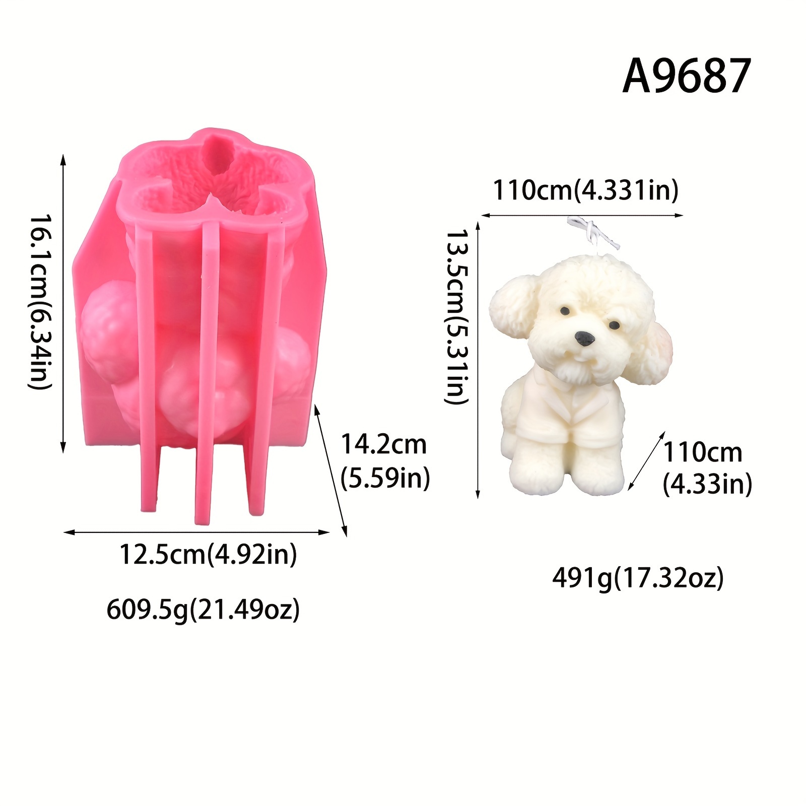 Dog Head Candle Silicone Mold Dog Shape Fragrance Candle - Temu