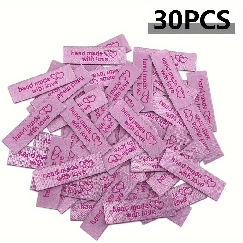 240 Pieces Sewing Labels Sew on Clothing Labels Handmade Heart Pattern Tags  