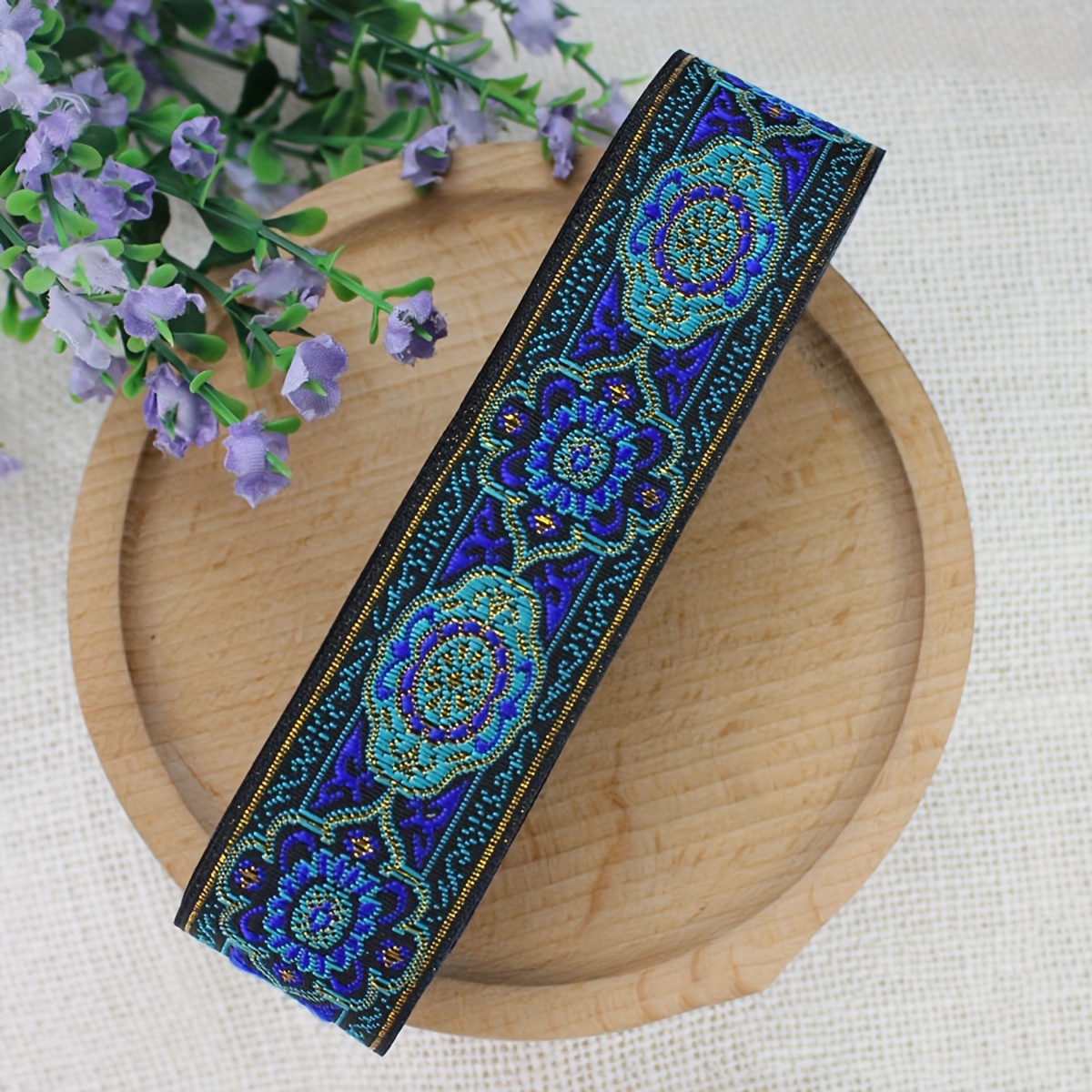 Image of 6.8 Meters Of 3.3 Cm Wide Ethnic Style Woven Ribbon For Decorative Clothing, Handmade Sewing Additions Made Of 100% Polyester