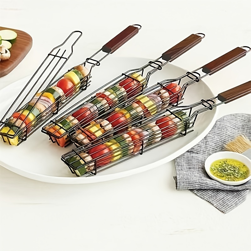 Stainless Steel BBQ Skewers Set 6 With Wood Handle And Case -  Portugal