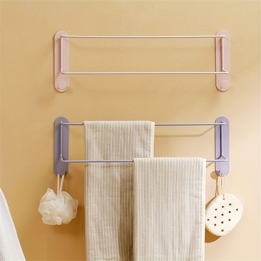Toallero para toallas de baño de acero inoxidable, soporte plegable para  toallas doble montado en la pared, estante de toalla de 6 ganchos con  soporte