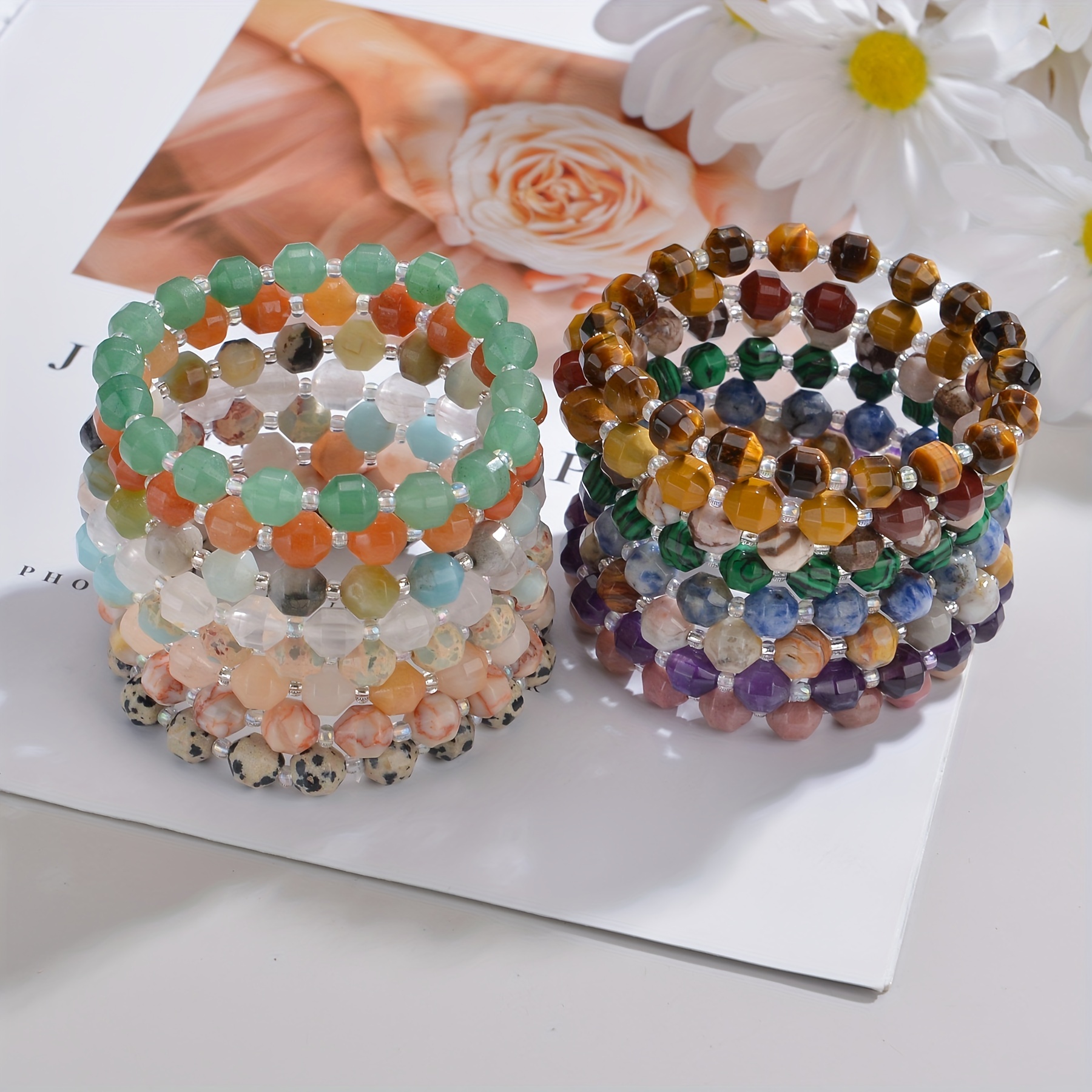 Multicolor Stone Beads String Bracelet For Men And Women - Temu