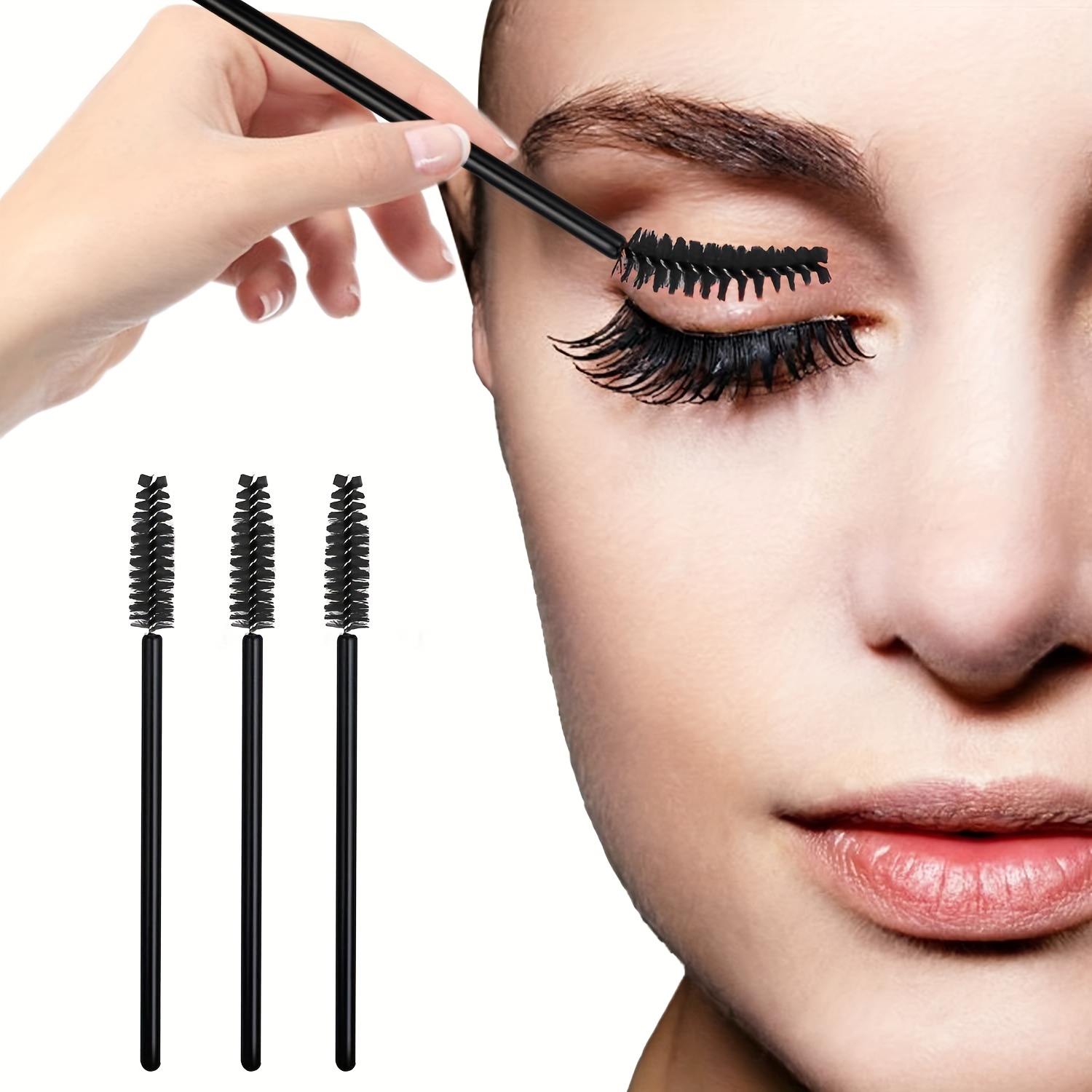 100 Pcs Eyelash Mascara Brushes for Eye Lashes Extension - Purple Deep Red