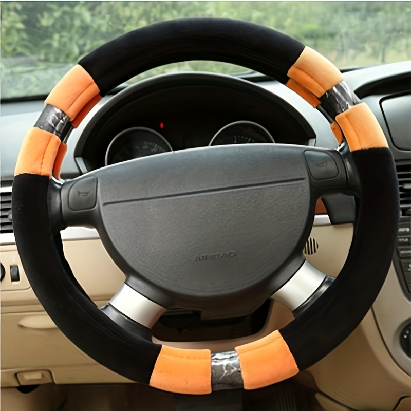 Soft Warm Plush Wave Design Car Steering Wheel Cover Fall - Temu