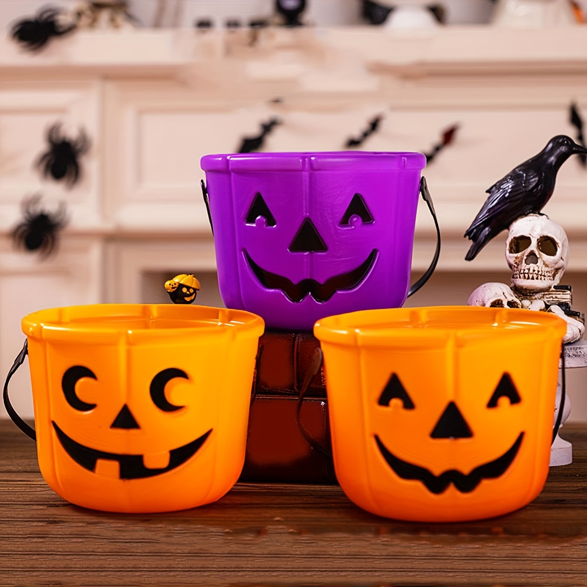  Boo Basket Trick or Treat Bags Pumpkin Bins with Handles  Decorative Cloth Organizer Storage Boxes Halloween Baskets for Adult : Home  & Kitchen