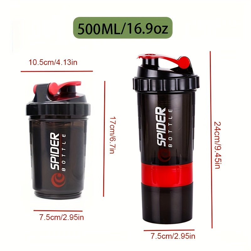 Protein Powder Shaker Bottle 500ml 3 Layer Sports Water Cup