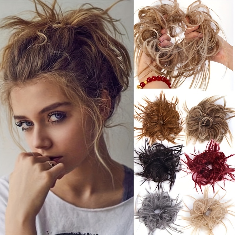 Synthetic Hair Bun Ponytail Hair Extension Scrunchie Curly Wavy