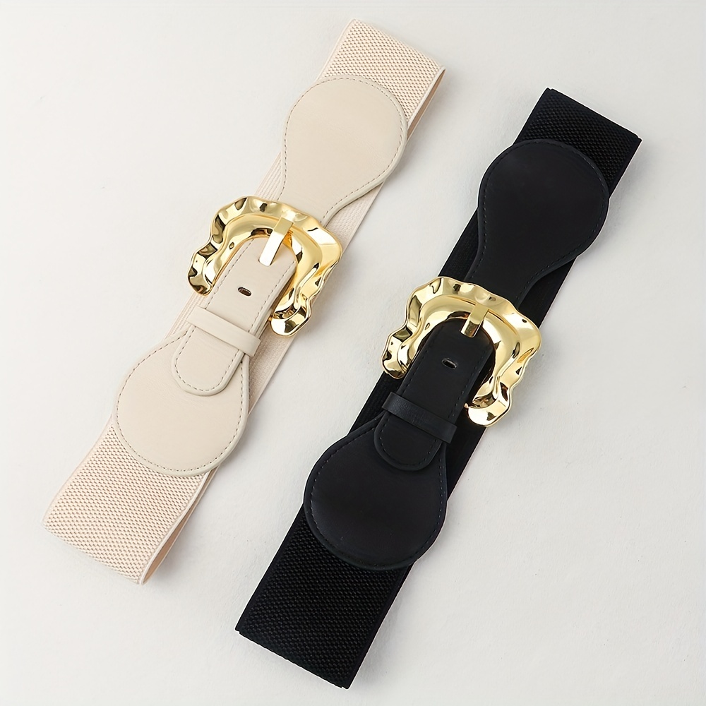 Geometric Wide Belt Elastic Vintage Waistband For Women