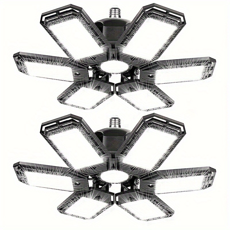 180w led garage ceiling light fixture e26 deformable chandelier with 6 adjustable panels 6500k daylight white indoor use for garage barn   85v 265  battery required