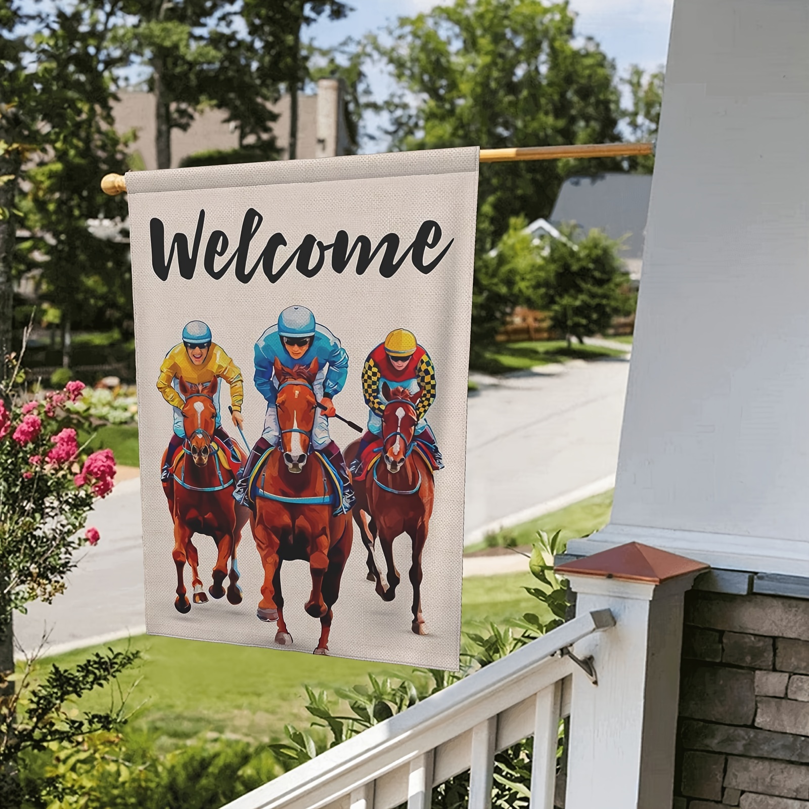 Kentucky Derby Garden Flag Horse Racing Festival Decoration - Temu