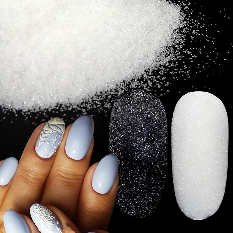 Nail Glitter Powder Shining Sugar Effect Glitter Black White - Temu