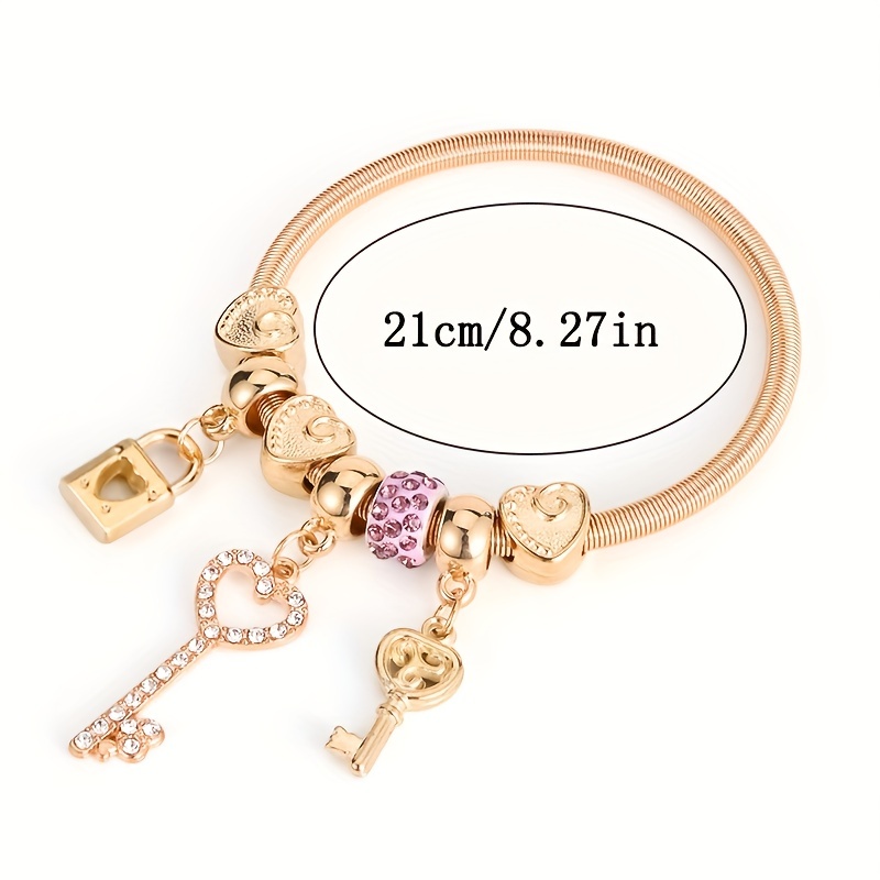 Lock & Key Charm Bracelet - 21cm